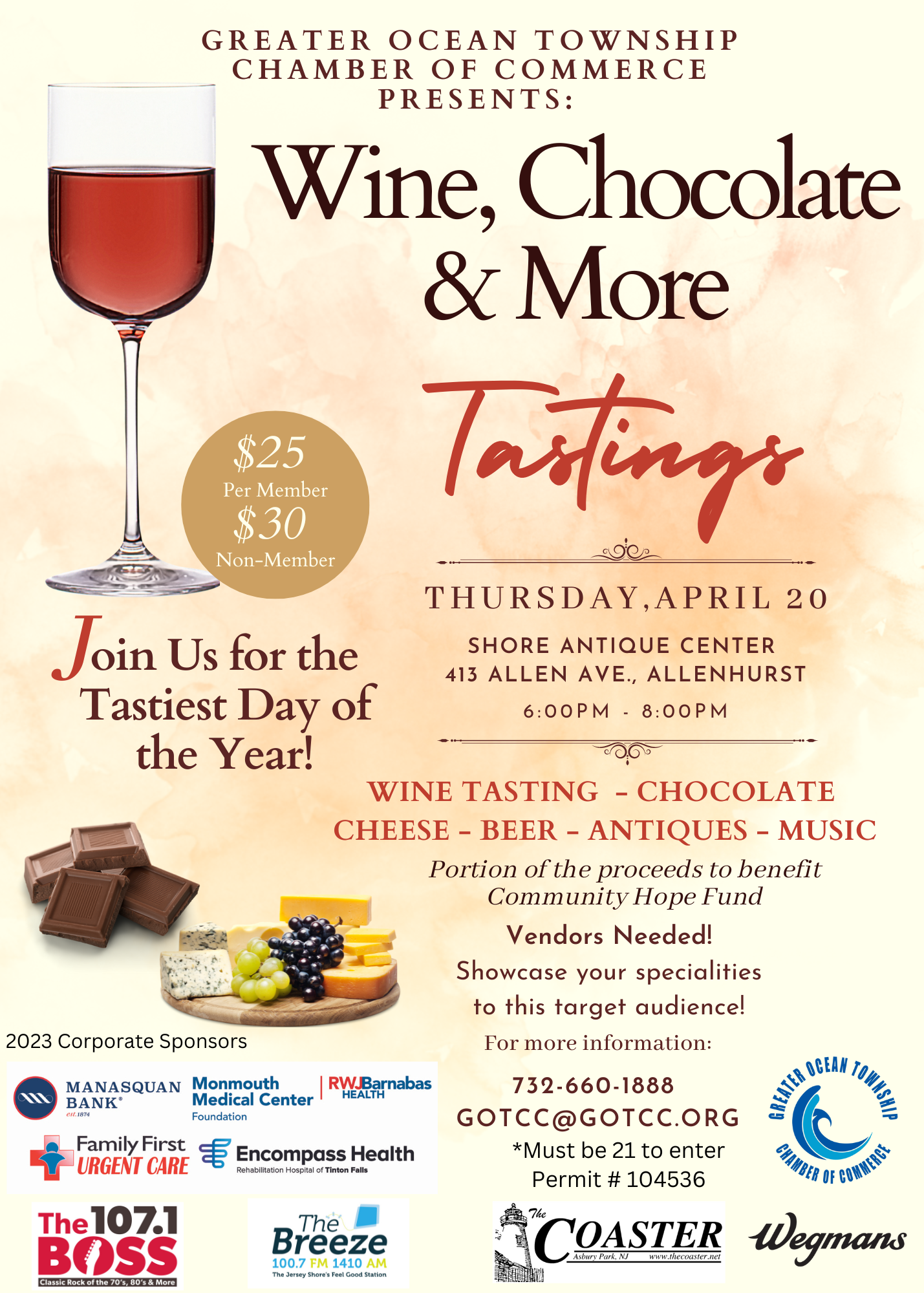GOTCC's Wine, Chocolate & More! Tastings Jersey Shore Scene